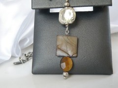 Silpada Sterling Silver 925 Rustic Boho Abalone Rolo Chain Link Necklace