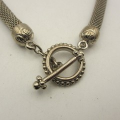 Vintage Mesh Necklace Toggle Clasp Silver Tone Choker 16 Inch