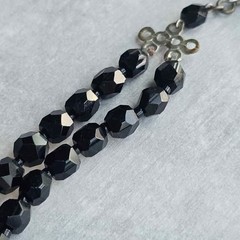 Vintage Double Strand Jet Black Faceted Bead Necklace