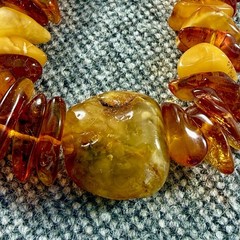 Natural Baltic Amber Necklace 19” Butterscotch Nuggets Large Center Amber Bead