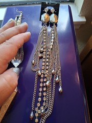 Rhinestone chandelier and Mid Century Deco Pyramid earring lot of 4