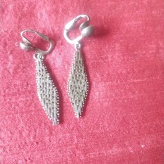 Clip On Silver Earrings Art Nouveau Feather Design