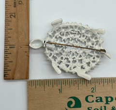 Mod White enamel Multi-color Rhinestone Flower shell Turtle Brooch