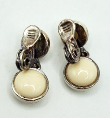 Vintage Silver Tone White Centers Clip Earrings Stunning NWH
