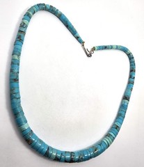 Heishi Turquoise graduated sterling silver Native American vintage necklace
