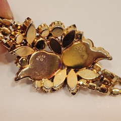 Vintage Edlee Amethyst Purple Molded Glass/Rhinestone Bracelet & Earring Set