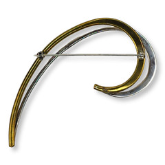Taxco Brooch Sterling Silver 925 Brass Silver Gold Vintage Mexico Swoop Pin