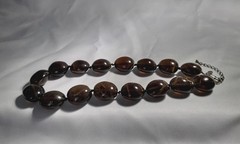 Vtg Chunky Smoky Quartz With Rutilated Inclusions Knotted Beaded 16″ Necklace