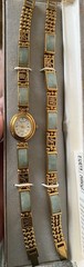 Vintage Gem Tine Jade and Gold Tone Woman’s watch and Bracelet set