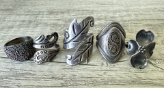 LOT Vintage Taxco Sterling Silver 925 Wrap Dogwood Chunky Rings No Stones 28g