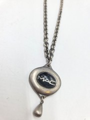 Vintage MAC Cosmetics Logo Pendant Necklace – Pewter Tone Chain–Y2K Collectible