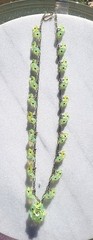 SALE VINTAGE URANIUM OPAL GREEN YELLOW GLASS FLOWER CLUSTER NECKLACE SET ARTISAN