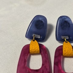Colorful Acrylic Statement Drop Earrings Multicolored Geometric Shapes