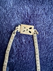 Vintage Art Nouveau Revival Green Cabochon Brass Costume Necklace