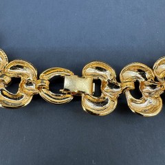 Vintage Chunky Chain Necklace Puffy Link Gold Tone 17″ Fold Over Clasp 1980s 90s