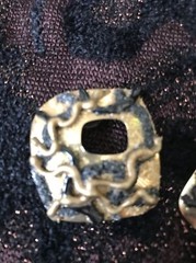 La Rage Vintage Pierced Earrings Modernist Mixed Materials Textured Metal Square