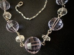 Amethyst Purple necklace on sterling silver chain Faceted Glass Graduated VTG