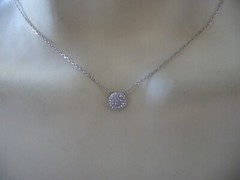 TCS DELICATE TINY CLEAR CRYSTAL PENDANT SWAROVSKI on CHAIN NECKLACE #7/21A