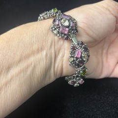 RARE Hollycraft 1954 Dimensional Cluster Rhinestone Gold Tone Vtg Bracelet