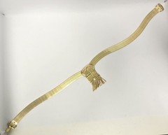 Whiting & Davis Fringe Buckle Necklace Vtg Gold Plated Mesh Metal 17″ Band 1/2″