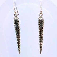 Vintage 90s Sterling Silver 925 Geometric Tribal Tattoo Dangle Earrings Thailand