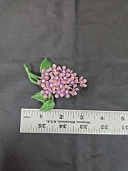 VTG ENAMEL GLASS PINK VIOLETS HYDRANGEA LILACS FLOWER BOUQUET CLUSTER BROOCH