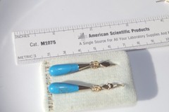 TURQUOISE ARIZONA MINE TEAR DROP QUALITY 45MM LEVER BACK EARRINGS