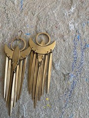 Vintage Brass Earrings Broken Tribal Statement Dangle Unstamped 3.5 Inches NG