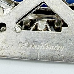 Signed 1940s McClelland Barclay Silver-Tone Sapphire Blue & Clear Rhinestone Pin