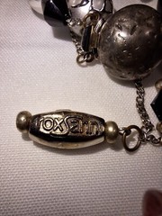 Unique Vtg 3 Strand Black & Silver Glass, Acrylic & Metal Bracelet