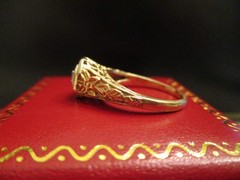VINTAGE 10K YELLOW/WHITE GOLD DIAMOND FLORAL FILIGREE DOME RING Sz 6.25 – 2.88g