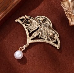 Art Nouveau Cloisonné Winged Fairy Brooch with Rhinestones, Pin Design