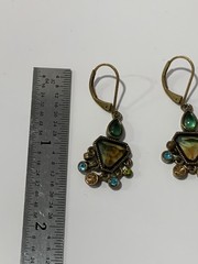 Cookie Lee Vintage Rhinestone Bronze Multicolored Signed Earrings & Necklace Set
