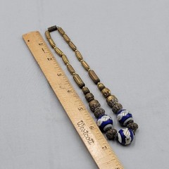 Antique Necklace Enamel Ceramic Filigree 15 in