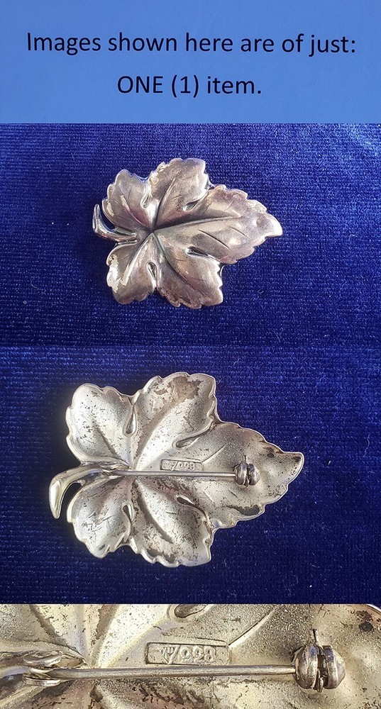 Vintage Art Deco Theodor Klotz Germany 835 Silver Leaf Pin Brooch 25cf55