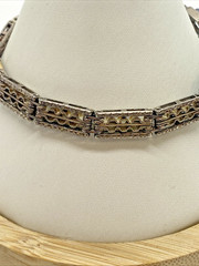 Vintage Sterling Silver Bracelet Signed Wells Light Blue Color Stones 6.75″ in