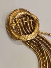 Gold Tone Abstract Swirl Brooch Modernist 5″ Original By Robert? Unsigned