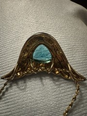 Ross-Simons Blue Glass & Genuine Diamond Pendant Gold Vermeil Sterling Silver