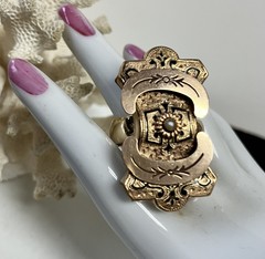 Vintage UNCAS 12K GOLD-FILLED “ETRUSCAN SEED PEARL” RING & EARRINGS-Victorian