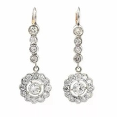 Art Deco Style Lab Created Diamond Floral Anniversary 14K White Gold FN Earrings