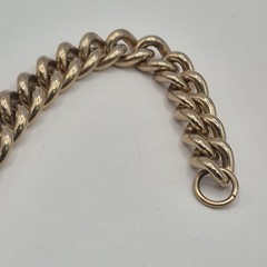 Vintage Curb Link Gold Plated Bracelet W/ Bloodstone Soldier Intaglio Charm 6.5″
