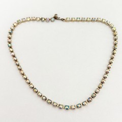 Vintage AB Rhinestone Choker Gold Tone Sparkly Glam Necklace 14.5″