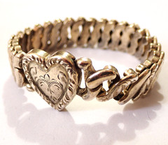 VTG WWII 1940s LaMode Sweetheart Heart Bracelet Precious Metal GF Expansion