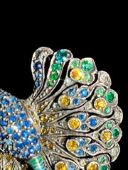 Peacock Brooch Sterling Paste Antique Art Deco Enamel