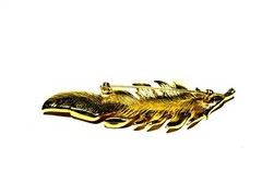 Gold Tone Feather Brooch Pin Large 3.5 inches