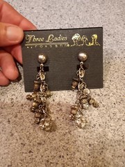 Lot Of 5 Vintage Three Ladies by Roxsann, Gold Tone Clip On And Pierced Earrings