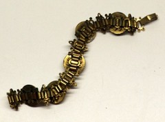 Vintage “Art” Jewelry Co. Panel Book Chain Bracelet Stars Moon Flower