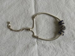 Authentic Pandora Disney Parks Moments Sliding Bracelet Silver Blue Pave Charms