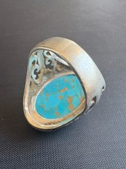 925 Sterling Silver Large Turquoise Ring Handmade Ring Size 9.5 US