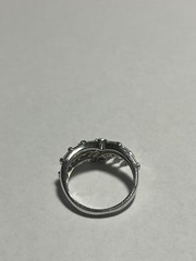 Vtg Ross Simons Sterling Silver White CZ Stone Dangle Charm 925 Ring Size 6
